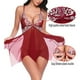 thumbnail image 5 of Camisón de la perspectiva del vestido de la ropa de dormir del cordón floral atractivo de las mujeres, rojo vino, S tholdsy XX000215-03, 5 of 7