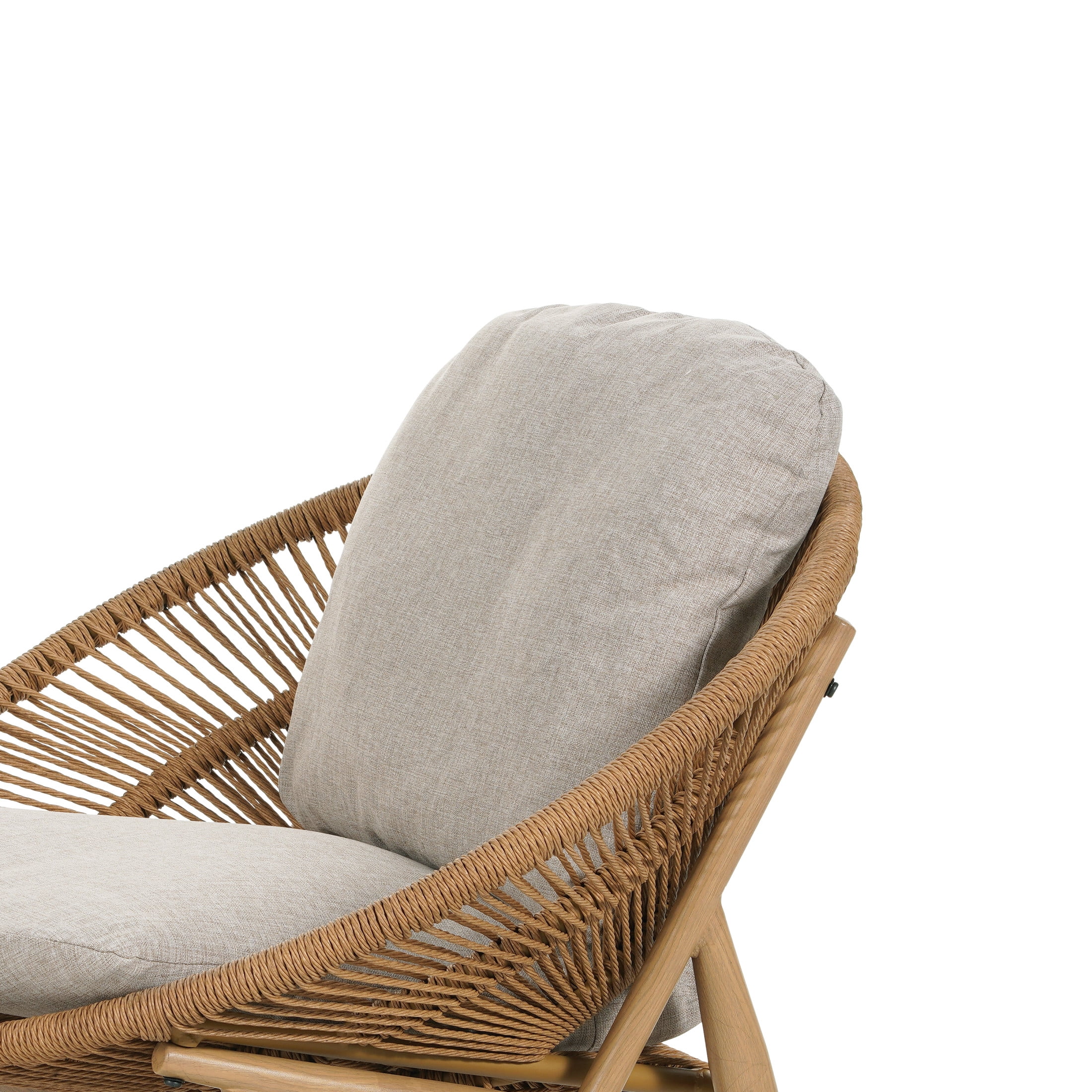 Christopher Knight Home Outdoor Rattan Lounge Chair with Removable Beige Cushions, Light Brwon