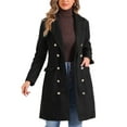 thumbnail image 1 of Abrigo de guisante INSPIRE CHIC para mujeres con solapa muesca, doble botonadura, abrigo de invierno largo y cálido, negro S, 1 of 1