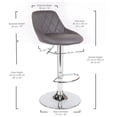 thumbnail image 4 of Bronte Living Leatherette Bar Stool 360 Swivel High Backrest Adjustable Height Base with Hard Floor Protection Plastic - Series Janice - Set of 2, 4 of 9