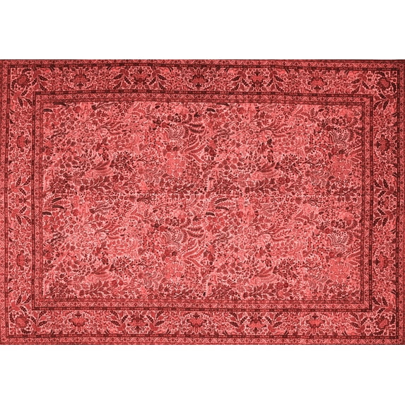 Ahgly Company Machine Washable Indoor Rectangle Persian Red Traditional Area Rugs, 7' x 10'