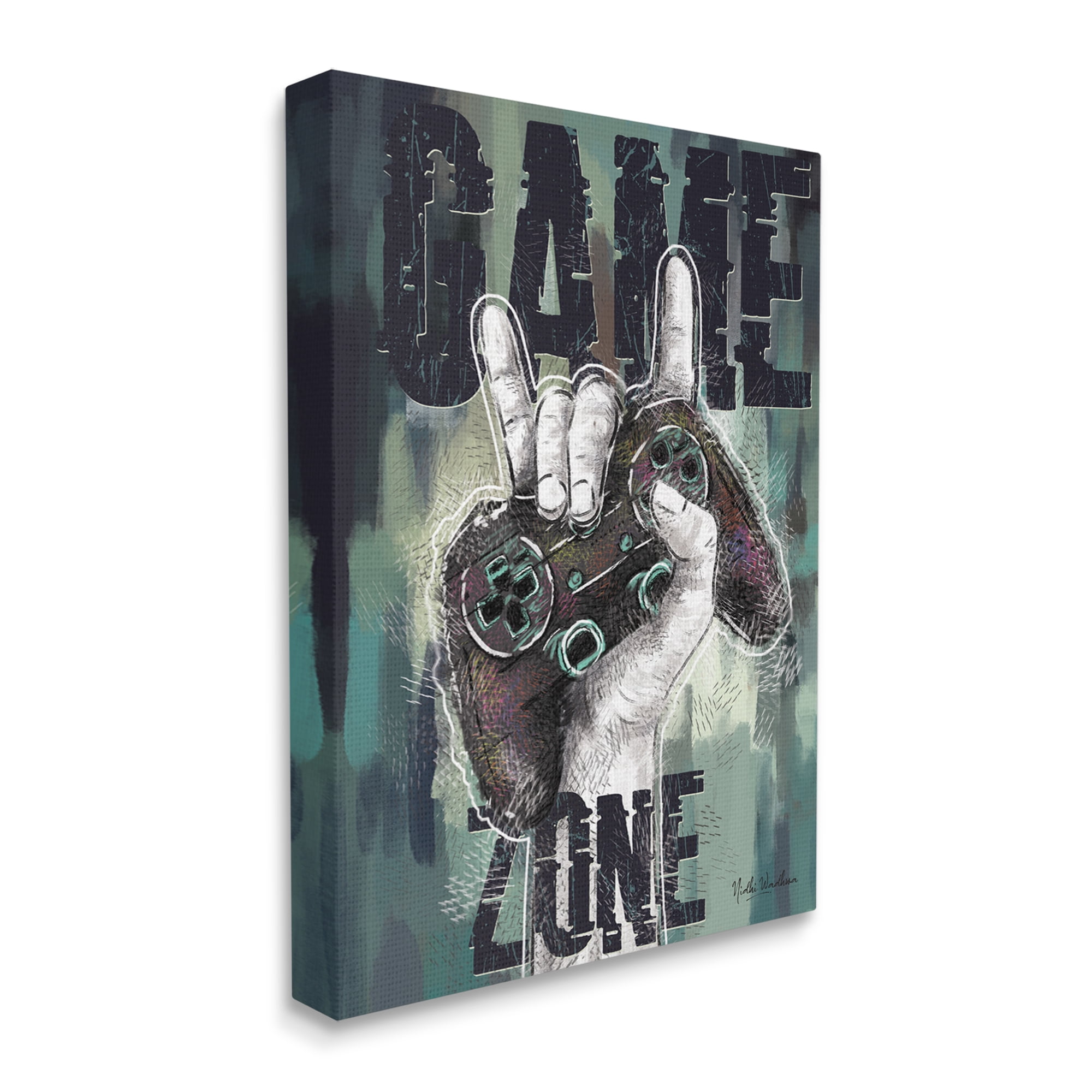 Stupell Industries Game Zone Controller Typography Painting Gallery Wrapped Canvas Art Print Wall Art, 30 x 40