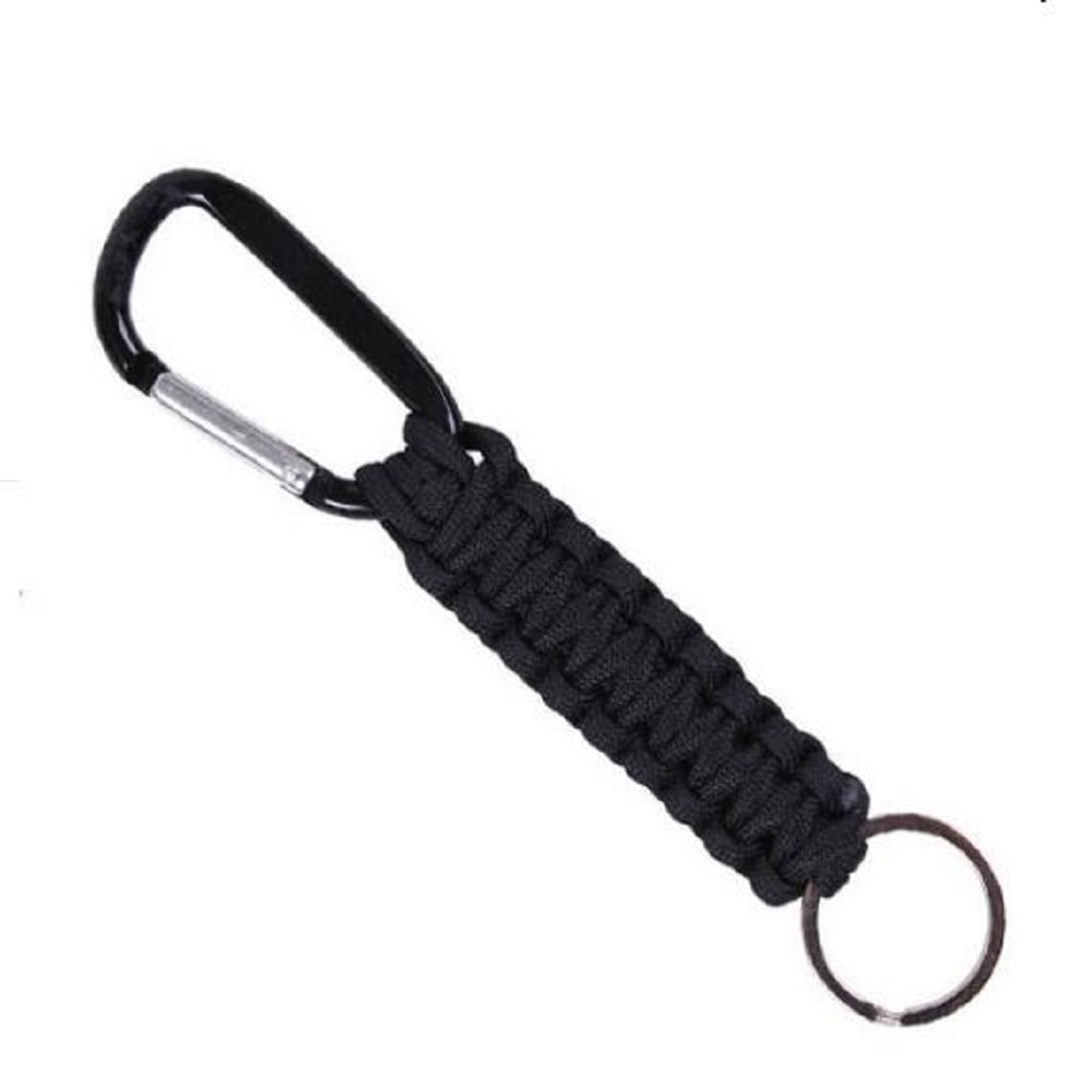Black Tactical Survival Paracord Carabiner Key Chain