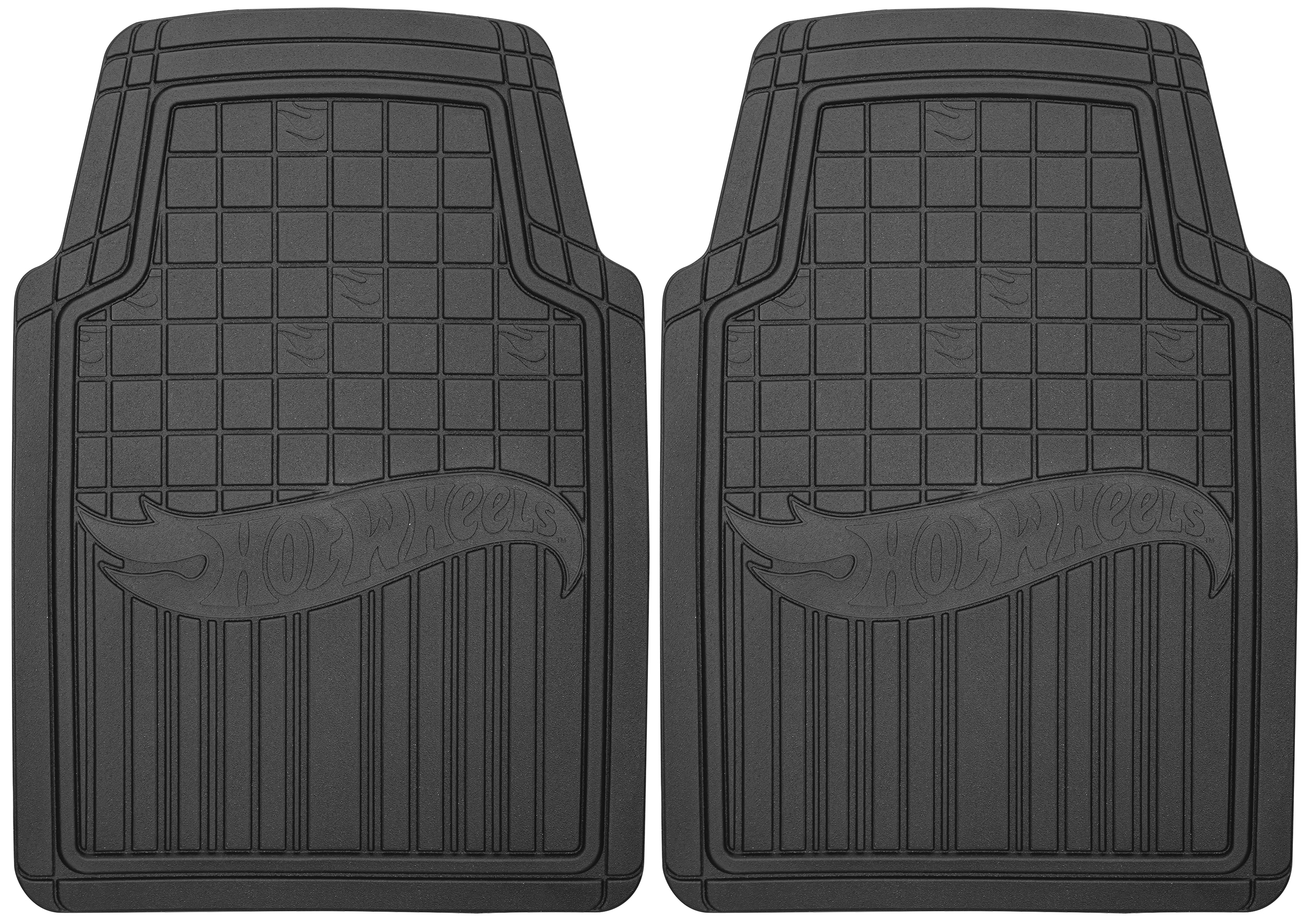 Hot Wheels Premium Stripe Design 2pc Rubber Floor Mat Set. Ideal for Cars, Trucks and SUV's