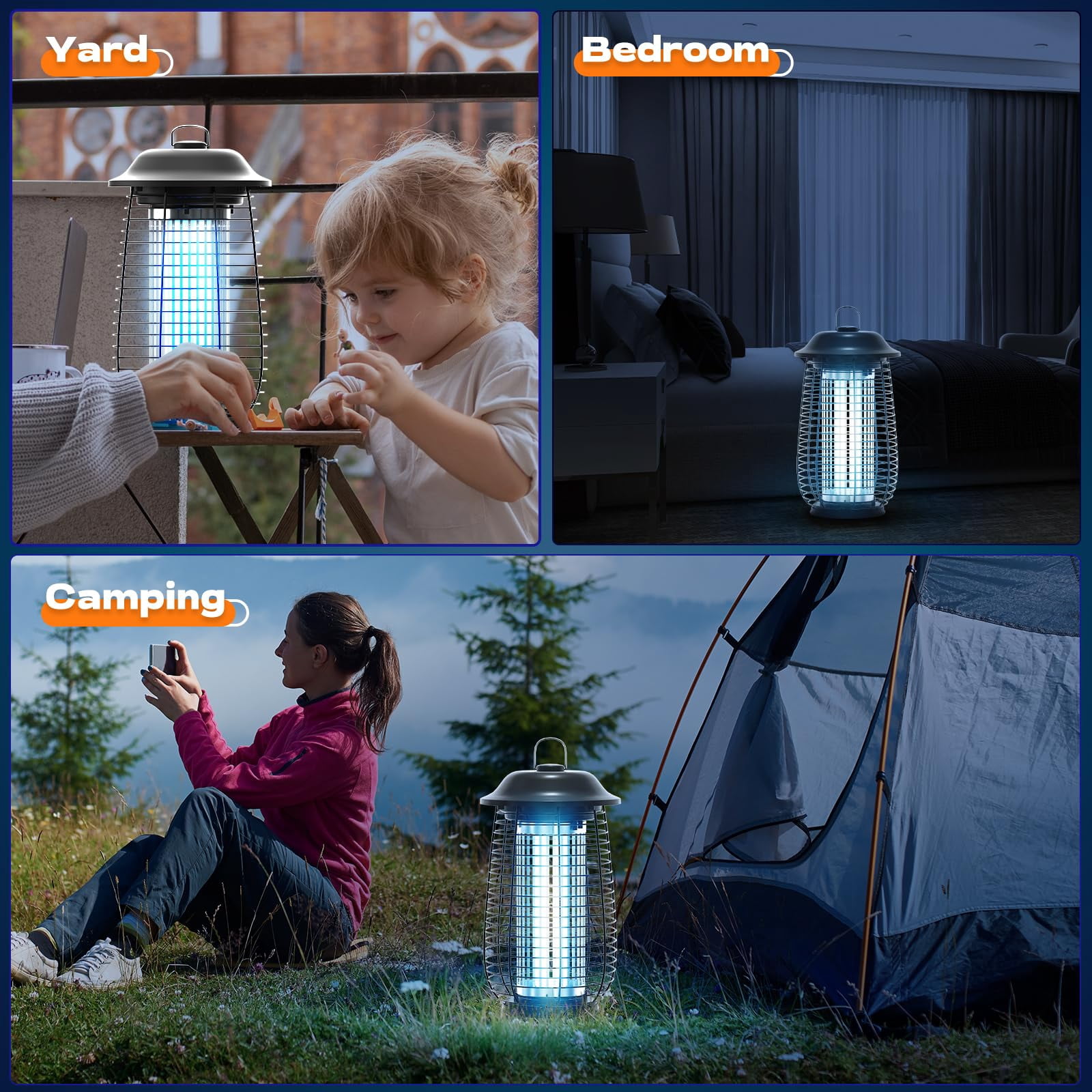 Zapper Indoor & Outdoor  4200v Electric Mosquito 10 Years Lifespan 6.5ft Power Cord Waterproof Fly Killer For Home Patio Kitchen Backyard Camping
