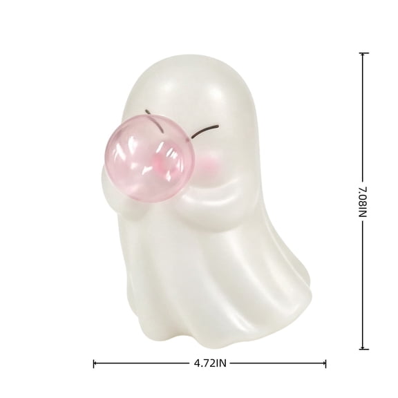 Halloween Pink Bubble Blowing Ghost Resin Figurine,Funny Cute Tabletop Indoor Decor for Party Bedroom Table Shelf Anniversary Birthday