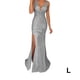 thumbnail image 5 of Qarigey Vestido de noche Traje de fiesta Ropa festiva Cuello en V Bola larga Sirena Cóctel Dama Ropa Vestidos de baile Plata L Type3 NO3, 5 of 6