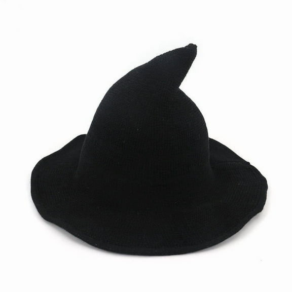 TFEOQRY Women's Halloween Witch Hat Cotton Wide Brim Spire Foldable Magic Cap for Party Masquerade Accessory