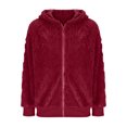 thumbnail image 4 of UJNDER Jackets for Women Plus Size Hooded Zip Up Lined Casual Outerwear Long Open Front Sweater Coat Red M, 4 of 5