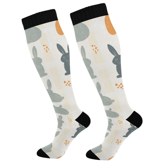FORMRS Womens Knee High Socks Casual Long Thick Travel Daily Wear, 1 Pair, Whimsical Rabbits