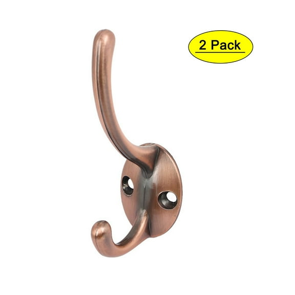 Uxcell 4" Length Copper Tone Alloy Wall Mounted Robe Double Hook, 2 Pack