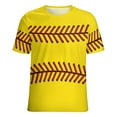 thumbnail image 5 of Baseball Stitch Yellow Women's Short Sleeve Tops Casual Blouses T Shirt, 5 of 6