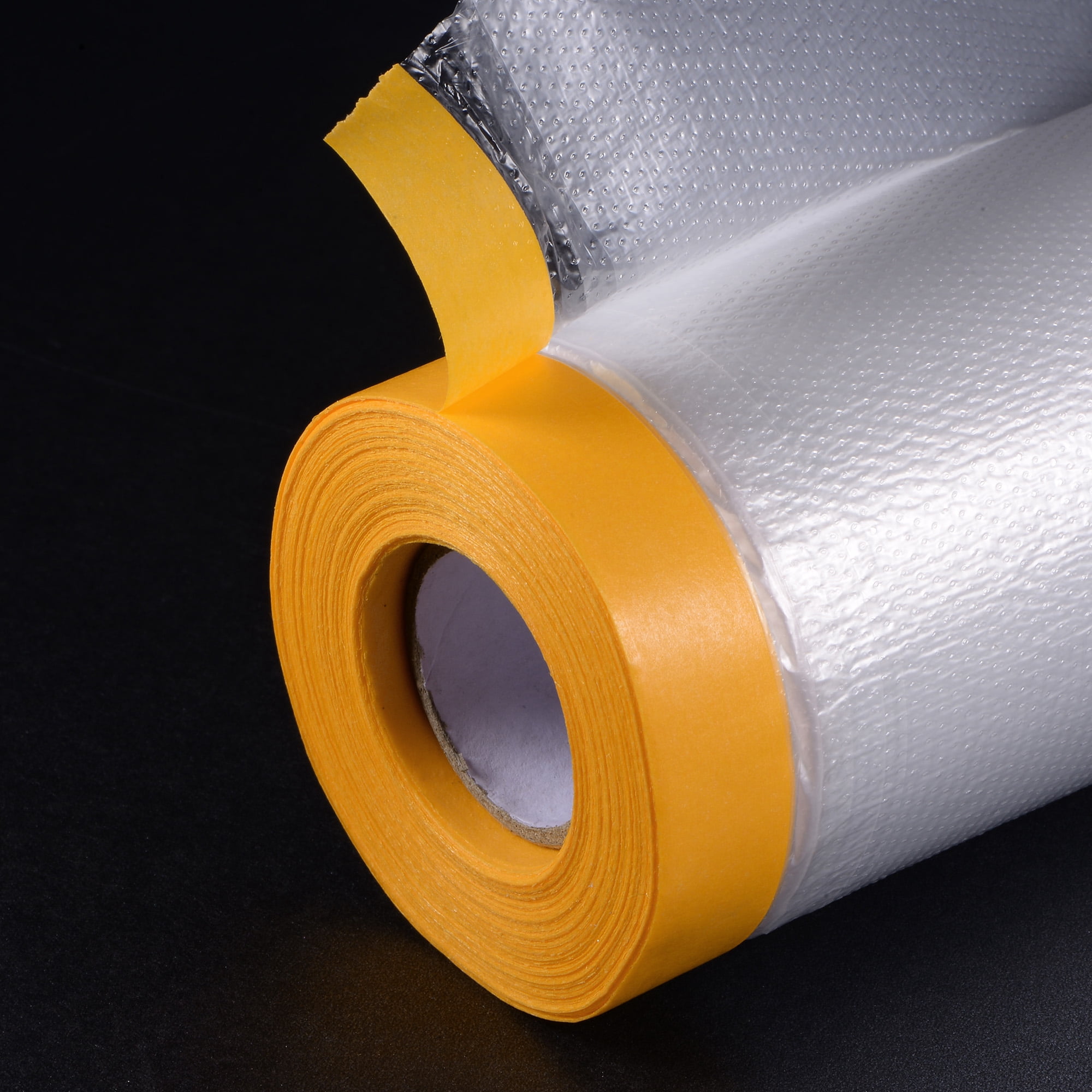Uxcell 43.3 in x 65 ft Pre-Taped Masking Film with Medium-Tack Painters Tape for Painting Protection 2 Pack