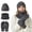 Grey, variant on Hat Gloves Scarf Set Knitted Hat And Scarf 2 Piece Set Unisex Large Head Suitable For Thickened Winter Snowflake Warm Hat Cold Resistant Accessories Navy
