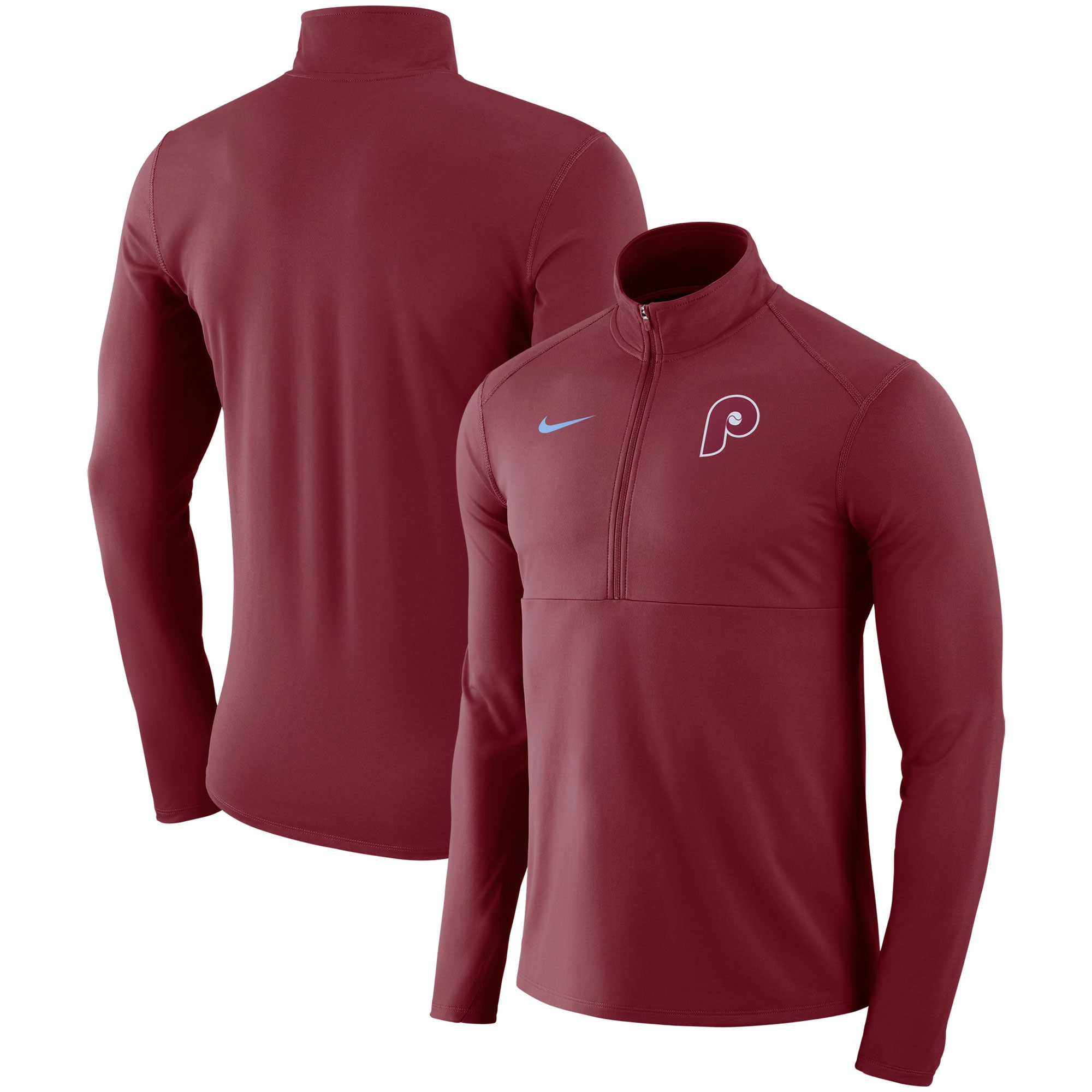 Philadelphia Phillies Nike Dry Element HalfZip Performance Pullover Maroon