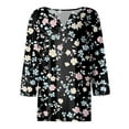 thumbnail image 4 of Womens 3/4 Length Sleeve Tops Casual Henley Summer Shirts Loose Fit Three Quarter Length Sleeve Blouses, 4 of 5