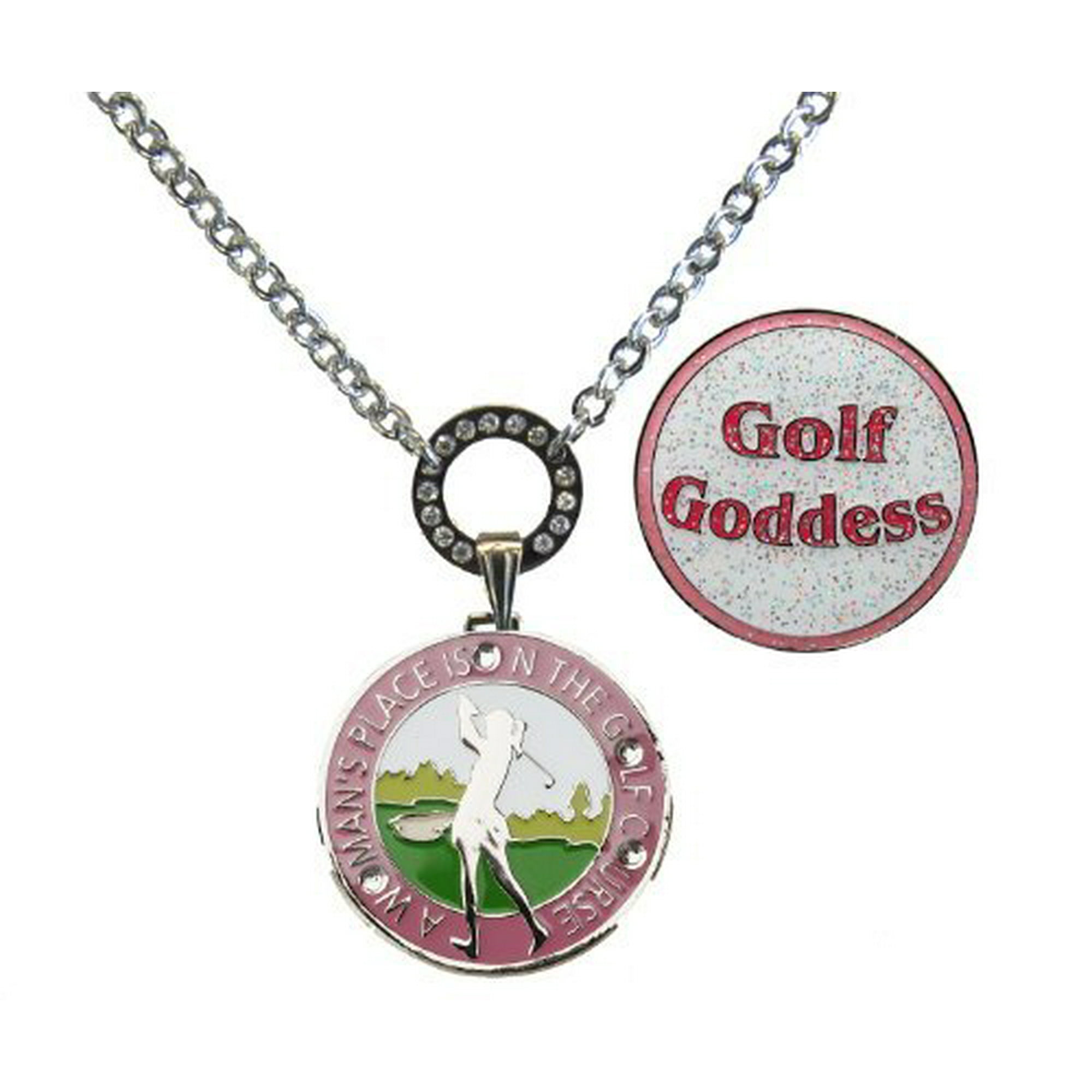 Magnetic Ball Marker Necklace With A Womans Place Is On The Golf