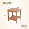 thumbnail image 4 of DEAUL 2 Tier Adirondack HDPE Outdoor Side Table, Square All Weather Patio End Table for Deck Garden Pool, Easy Assembly (1 Pc/pack, Teak), 4 of 11