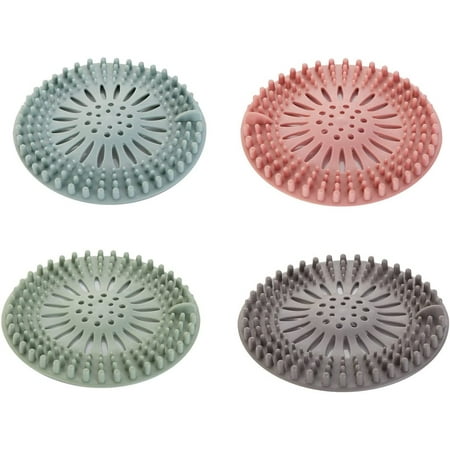 

Silicone Hair Stopper Shower Drain Covers Easy To Install and Durable Bathtub Shower Drain Protectors with Suction Cups Suit for Bathroom Bathtub and Kitchen 4 Packs