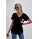thumbnail image 4 of ABPHQTO Camiseta con bolsillo de jersey con estampado floral informal para mujer de color negro para mujer, 4 of 5