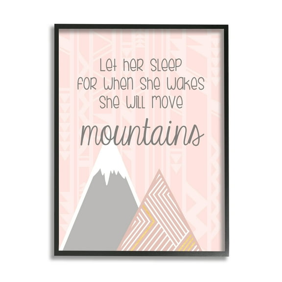 Stupell Industries She Will Move Mountains Pink Triangular Geometric Pattern, 16 x 20, Designed by Anna Quach