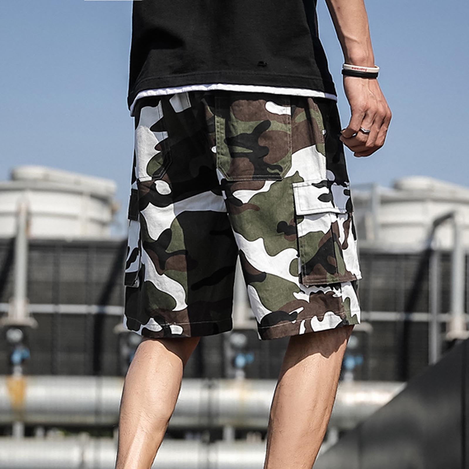 Men's Camo Shorts Summer Outdoors Casual Camouflage Overalls Plus