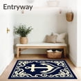 thumbnail image 3 of ODIKA 8x10 Machine Washable Non-Slip Area Rug, Nautical Anchor Emblem with Wave Motifs Latch Hook High Traffic Rug with Pad, Blue, 645538, 3 of 8