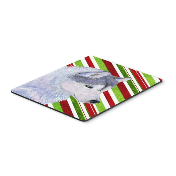 "Siberian Husky Candy Cane Holiday Christmas Mouse Pad Hot Pad or Trivet"