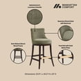 thumbnail image 4 of Lucia Modern Wood Upholstered Chenille Barstool in Leaf Green, 4 of 9