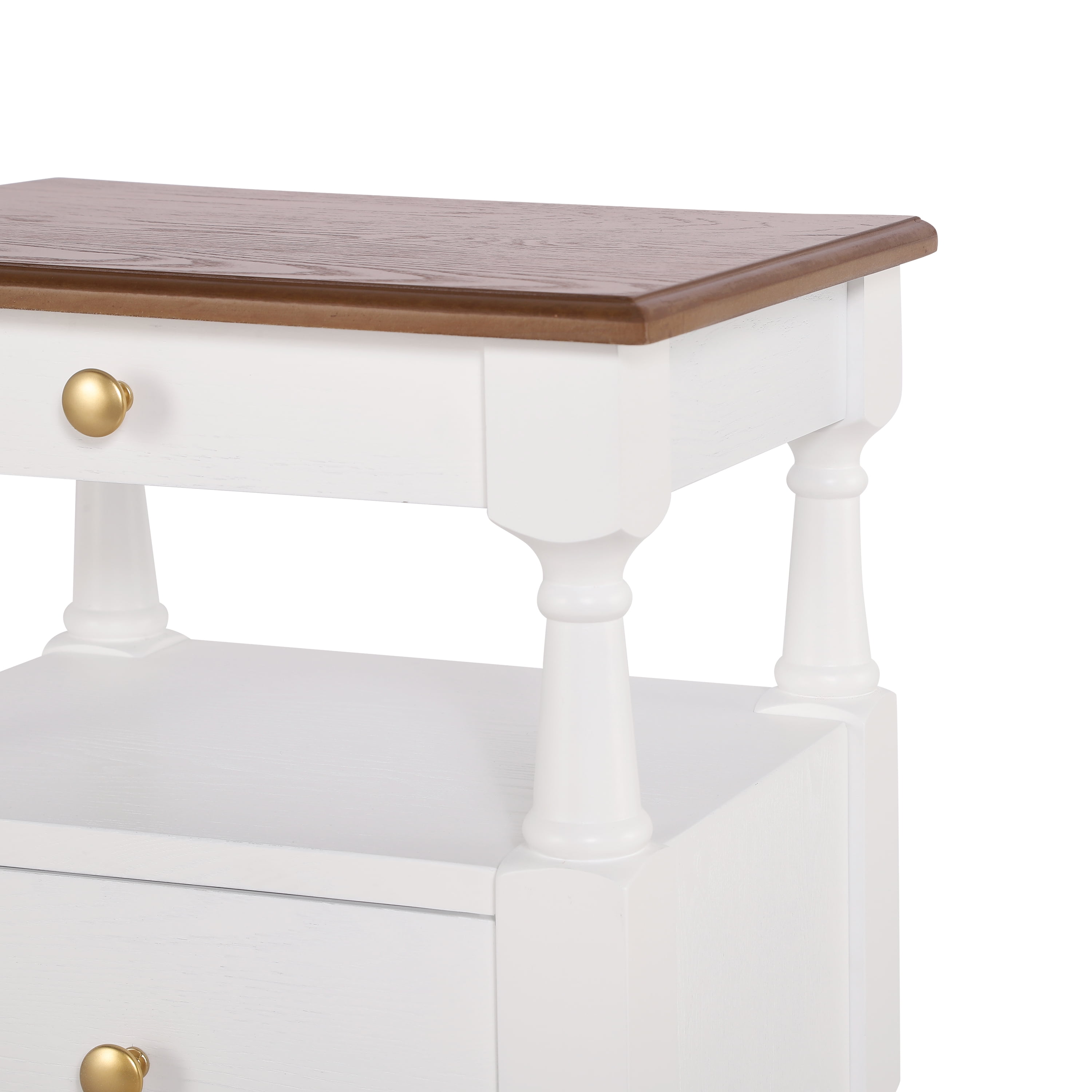 Noble House Modern Nightstand with Drawers, Wooden Bedside Table with Non-Slip Feet,White