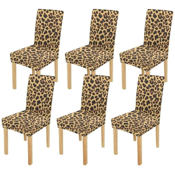 Zhanzzk Leopard Print Stretch Chair, Leopard Print Bar Stool Cushions