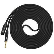 LyxPro - 10 Ft - XLR Male to 1/4" TRS Star Quad Microphone Cable for High End Quality and Sound Clarity, Extreme Low Noise – Black
