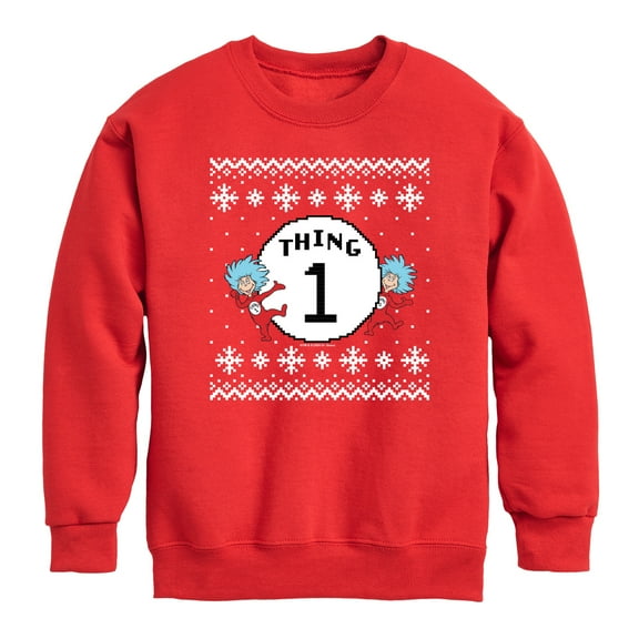 Dr. Seuss - Thing One Sweater - Youth Crew Fleece Sweatshirt
