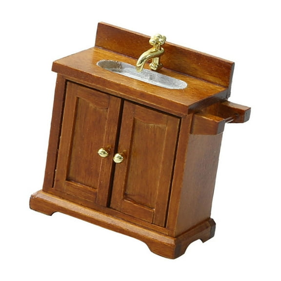 Detailed Dollhouses Bathroom Sink and Cabinet Set 1/16 Scale for Pretend Play Kitchen Accessory