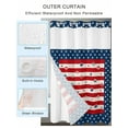 thumbnail image 2 of No Hook 4th of July Shower Curtain with Snap in Liner Set, American Flag Star Patriotic Independence Day Waterproof Fabric Bathroom Curtains with See Through Top Window, Stall 48 x 72 Inch, 2 of 7