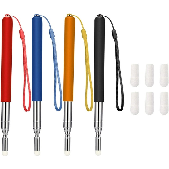 4 Pieces Retractable Teacher Pointer Telescopic Teaching Pointer Presenter Whiteboard Pointer and Lanyards with 6
