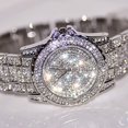 thumbnail image 2 of Reloj de lujo para mujer, reloj helado con movimiento de cuarzo, relojes de diamantes con diamantes de imitación de cristal para mujer, reloj de pulsera de acero inoxidable con diamantes completos JM, 2 of 5