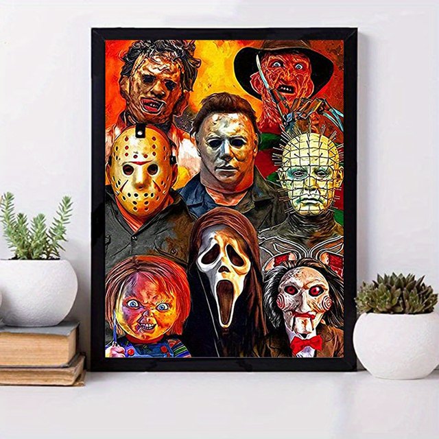 Halloween 5D Diamond Painting Kit - DIY Full Round Drill Home Wall Decor and Holiday Gift for Adults and Kids (11.8x15.7 Inches)