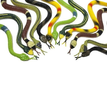 12 Pack - 14 inch Rubber Snake Toys for Kids - Assorted Pack  Realistic Serpents for Kids, Events, and Gags, Flexible and Float to Prank Friends and Family