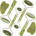 thumbnail image 1 of 4 Pack Jade Roller Facial Ridged Roller Kits Skin Roller with 2 Pieces Gua Sha Scraping Massage Tools Anti Aging and Wrinkles for Face, Eye, Neck, Body for Lymphatic Massage (Style C), 1 of 8