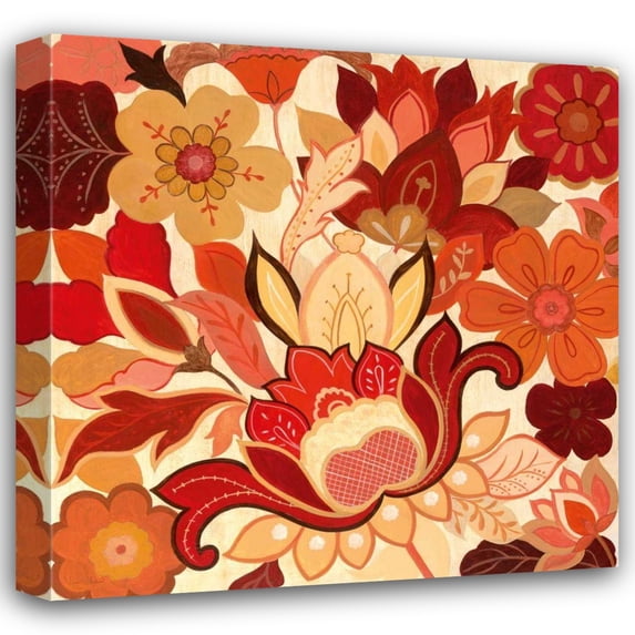 Tava Studios 20x20 Gallery Wrapped Canvas Wall Art Titled - Vermilion Garden II