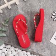 thumbnail image 6 of asdoklhq Women's Slippers,Women Summer Daisy Shoelace Flip Flops High Heel Platform Shoes Beach Shoes, 6 of 9