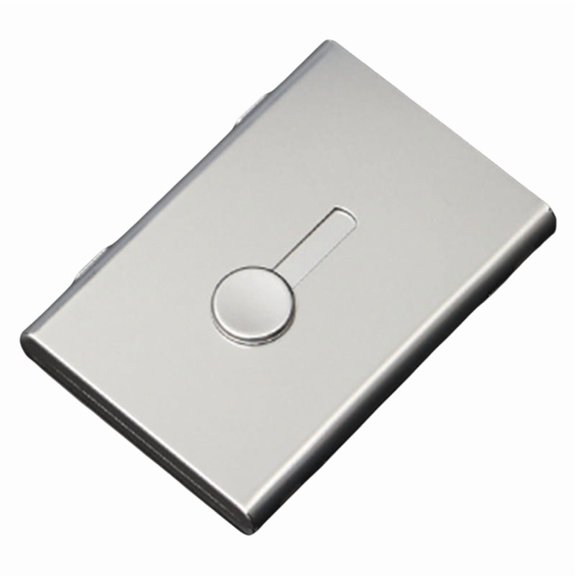 1PCS Hand Push Type Business Card Case Aluminum Metal Card Holder Portable Ultra Thin Frosted Card Storage Box Organizer