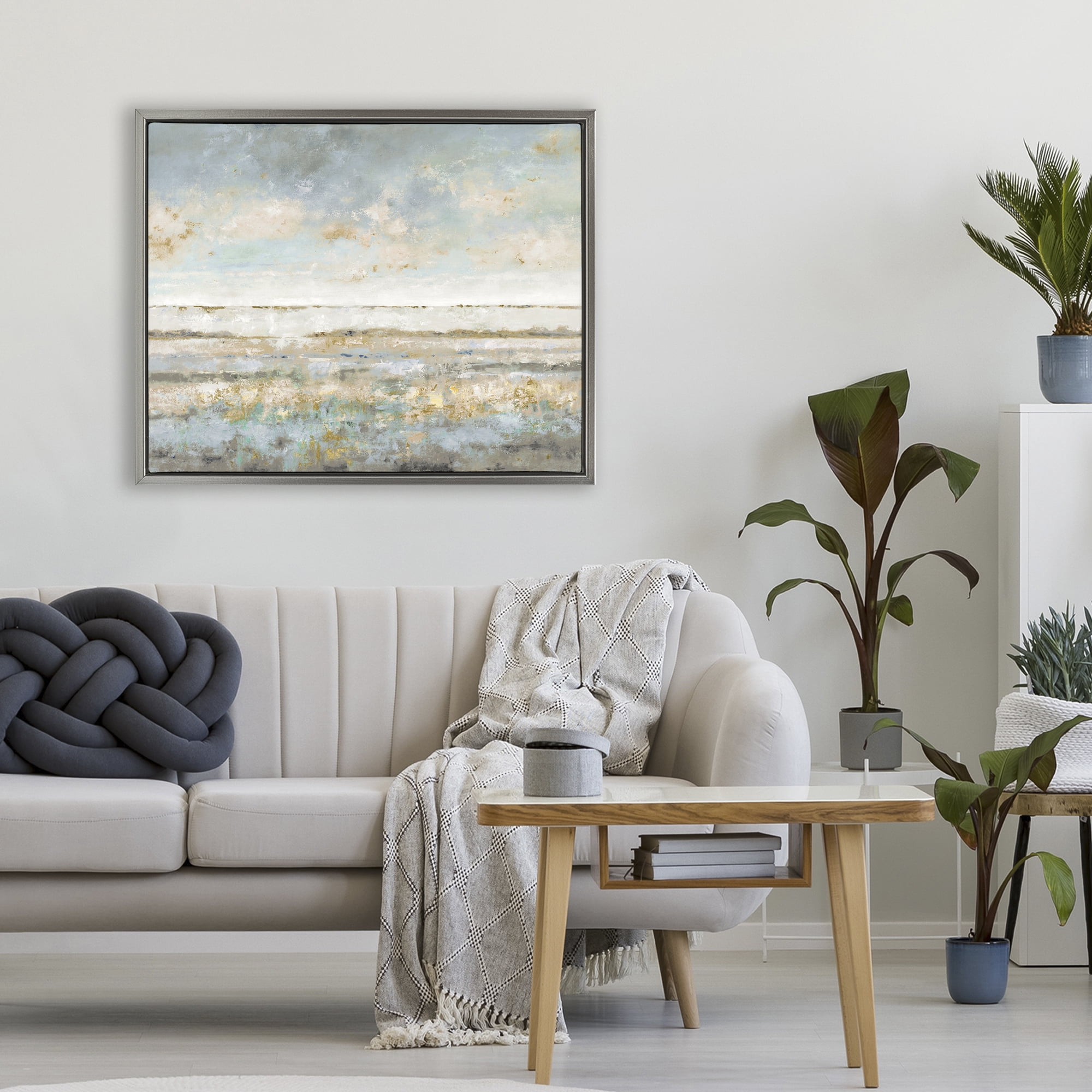 Stupell Industries Contemplative Mood Abstract Gray Framed Floater Canvas Wall Art, design by Lorenzo Collective