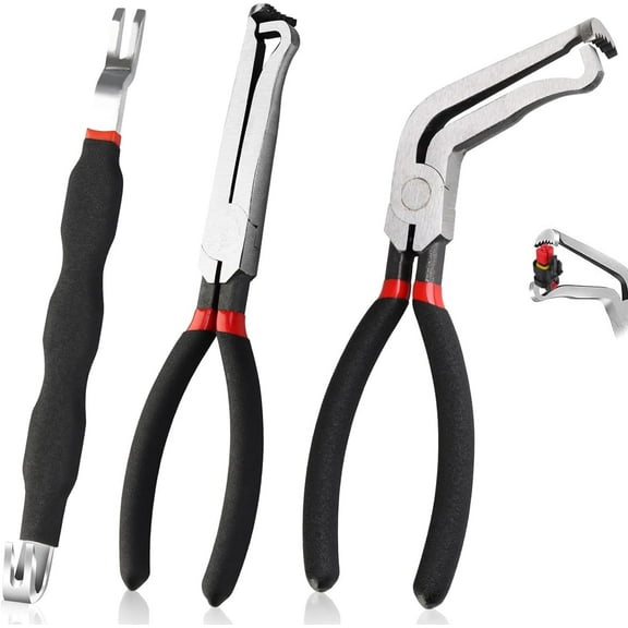 3 Pcs Electrical Disconnect Pliers, 8 Inch 60 Degree Circuit Breaker Pliers, Electrica l Disconnect Plier s for Cars, Electrical Connector Plier Separator, Automotive Wire Locking Push Tab