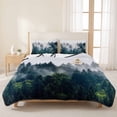 thumbnail image 3 of King Quilt Set 96''x106'', Green Forest Lightweight Summer Bedspread Coverlet Set with 2 Pillow Shams, Natural Landscape Modern Abstract Art Breathable All Season Quilt Bedding for Bedroom/Guest Room, 3 of 9