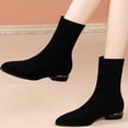 thumbnail image 5 of SAWOBUUN Women's Sock Ankle Boots Low Heel Pointed Toe Stretch Suede Pull On Booties Fall Winter Fashion Comfortable Casual Shoes, 5 of 5