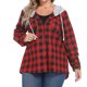 thumbnail image 4 of Puntoco Mujer Sudadera con capucha Camisa de franela a cuadros Tallas grandes Chaqueta de manga larga Sudadera Blusa Liquidación Puntoco Puntoco-7980, 4 of 7