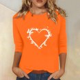 thumbnail image 2 of Dadaria T-Shirt Femme Orange Manches 3/4 Col Rond Grande Taille Été Chandail Blouses L, 2 of 5