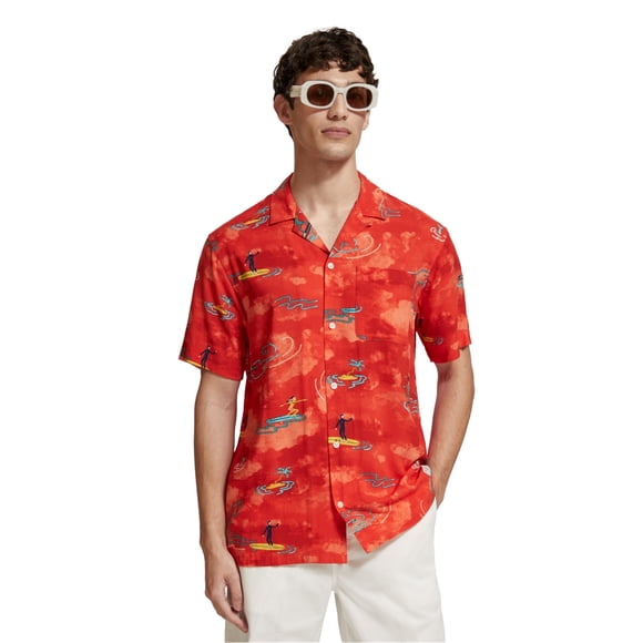 Scotch & Soda Mens Printed Button Up Shirt, Multicoloured, XX-Large